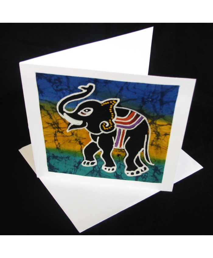 Single Elephant Batik Card